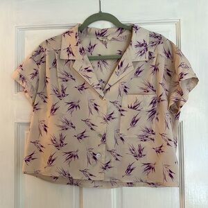 F21 - Leaf Print Crop Button Down